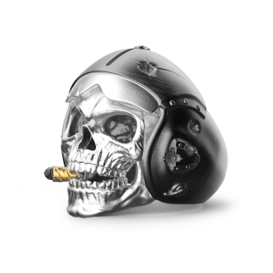Zancan silver ring with aviator skull.
