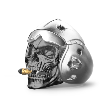 Anello Zancan in argento a teschio aviatore.