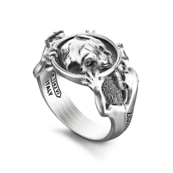Anello chevralier Zancan con pantere in argento. 2