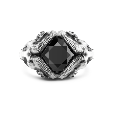 Anello Zancan con arieti ed onice in argento.