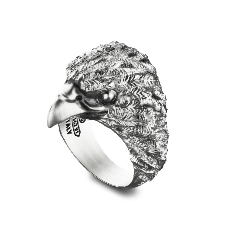 Anillo Zancan de plata con águila.