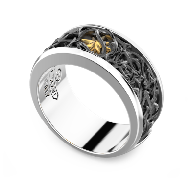 Zancan-Bandring aus Silber im Stacheldraht-Design.