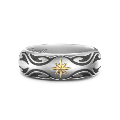 Anillo de banda Zancan tribal de plata.