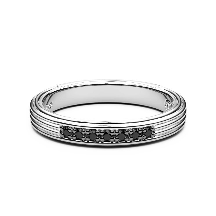 Anello Zancan a fede in argento con pietre nere.