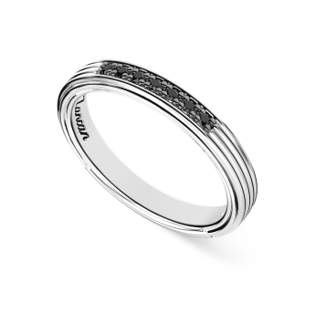 Anello Zancan a fede in argento con pietre nere. 2