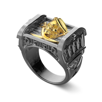 Zancan burnished silver ring with pirate.