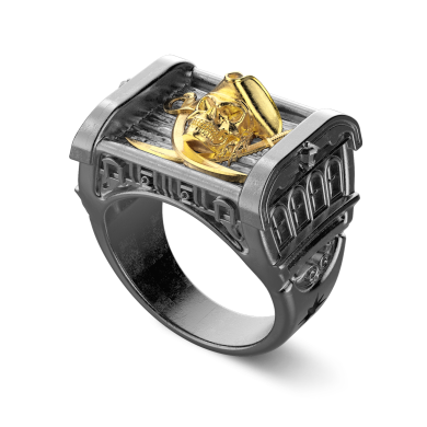 Zancan burnished silver ring with pirate.