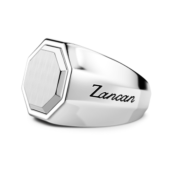 Zancan blocky silver signet ring. 2