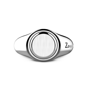 Zancan round silver signet ring.
