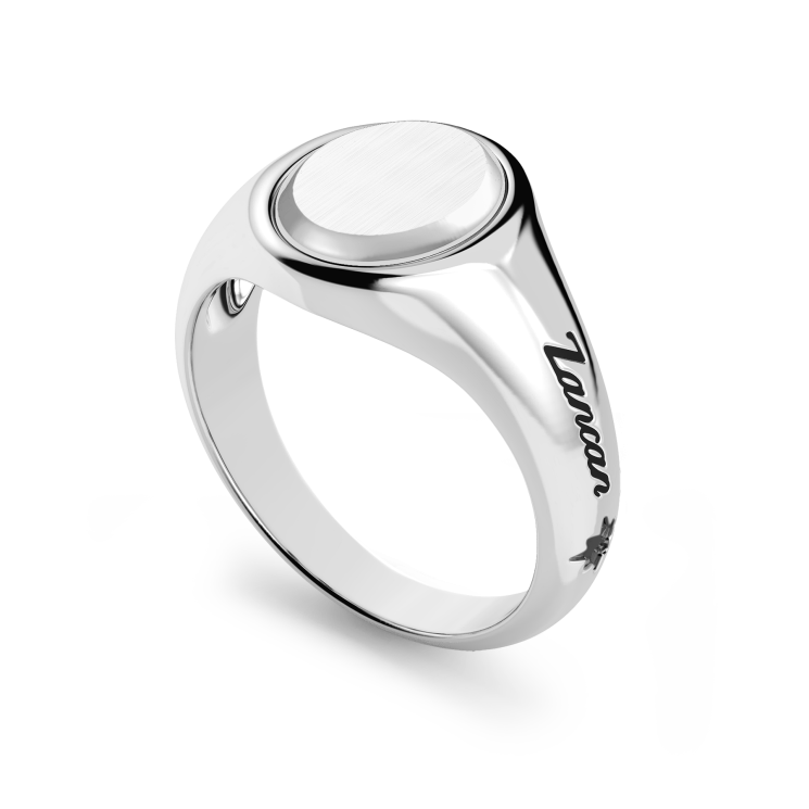 Runder Zancan-Siegelring aus Silber.