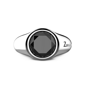 Zancan round silver signet ring with onyx stone.