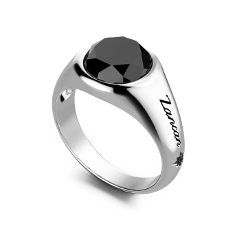 Zancan round silver signet ring with onyx stone. 2