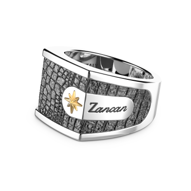 Zancan-Ring aus Silber in Lederoptik.