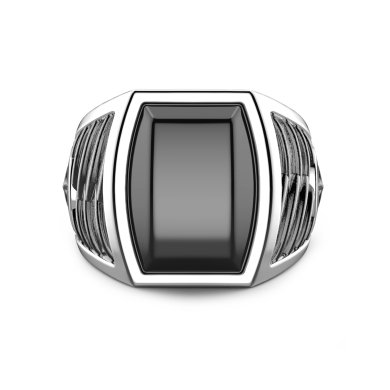 Anillo Zancan de plata con piedra de ónice.