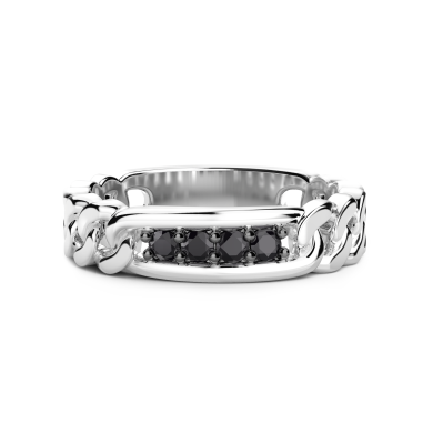 Zancan silver band ring with black stones.