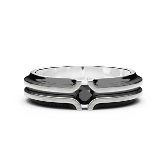Zancan silver band ring with black stone.
