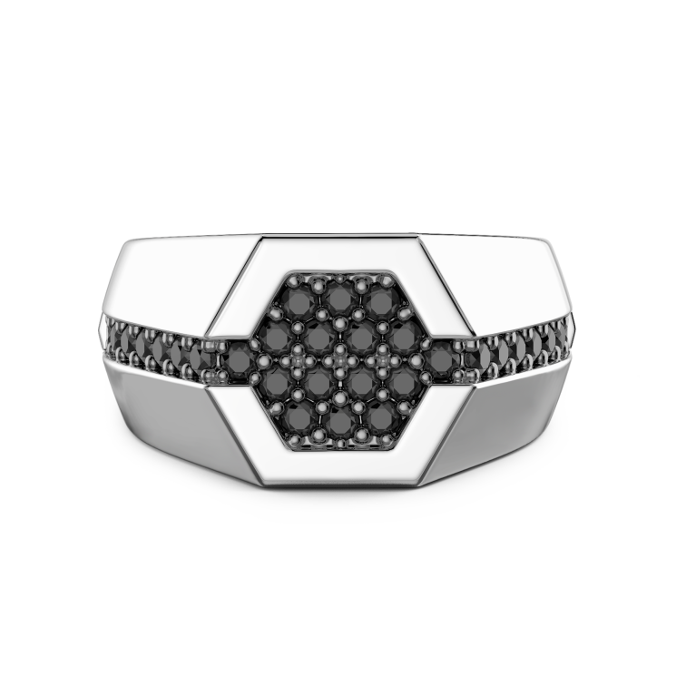 Anello Zancan in argento con pietre nere.