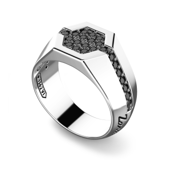Zancan silver ring with black stones. 2