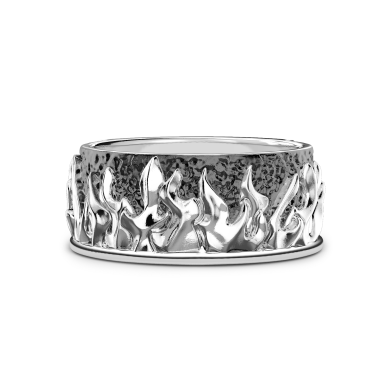 Zancan silver band ring with flames.