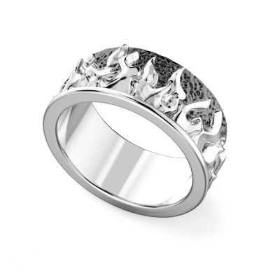 Anello a fascia Zancan in argento con fiamme.