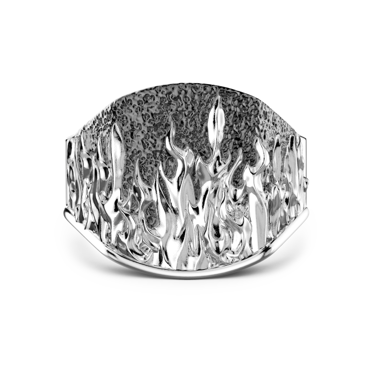 Anello Zancan in argento con fiamme.