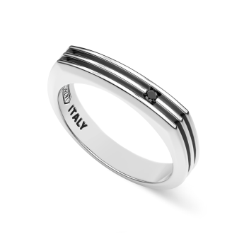Zancan-Bandring aus Silber mit schwarzen Edelsteinen. 2