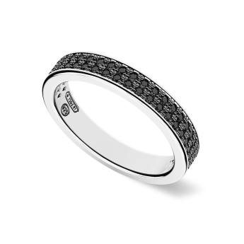 Anillo de plata con piedras negras. 2