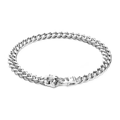 Zancan-Panzerkettenarmband aus Silber mit Wolfskopf-Verschluss.