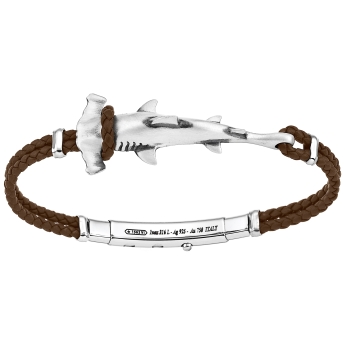 Bracciale Zancan in argento e pelle con squalo. 2