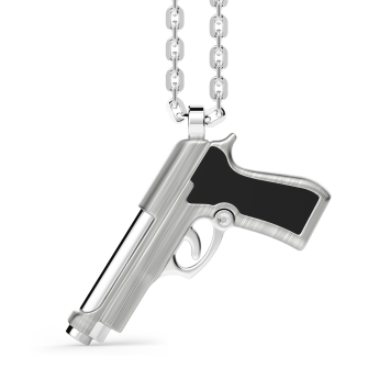 Zancan silver necklace with gun pendant.
