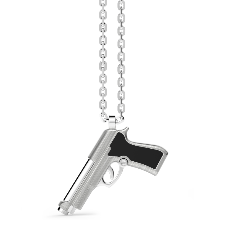 Collana Zancan in argento con pendente a pistola.