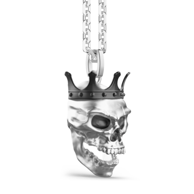 Zancan silver necklace with crowned skull pendant.