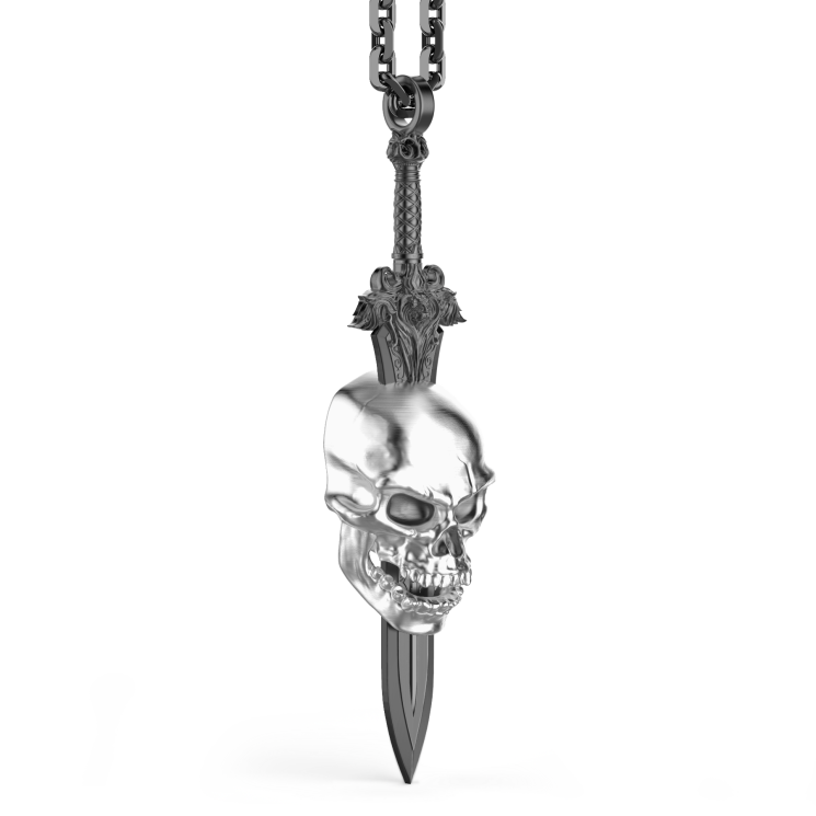 Zancan-Kette aus Silber mit Totenkopf.
