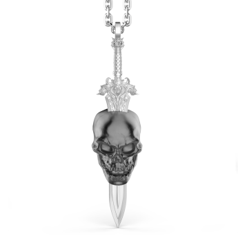 Zancan silver necklace with skull.