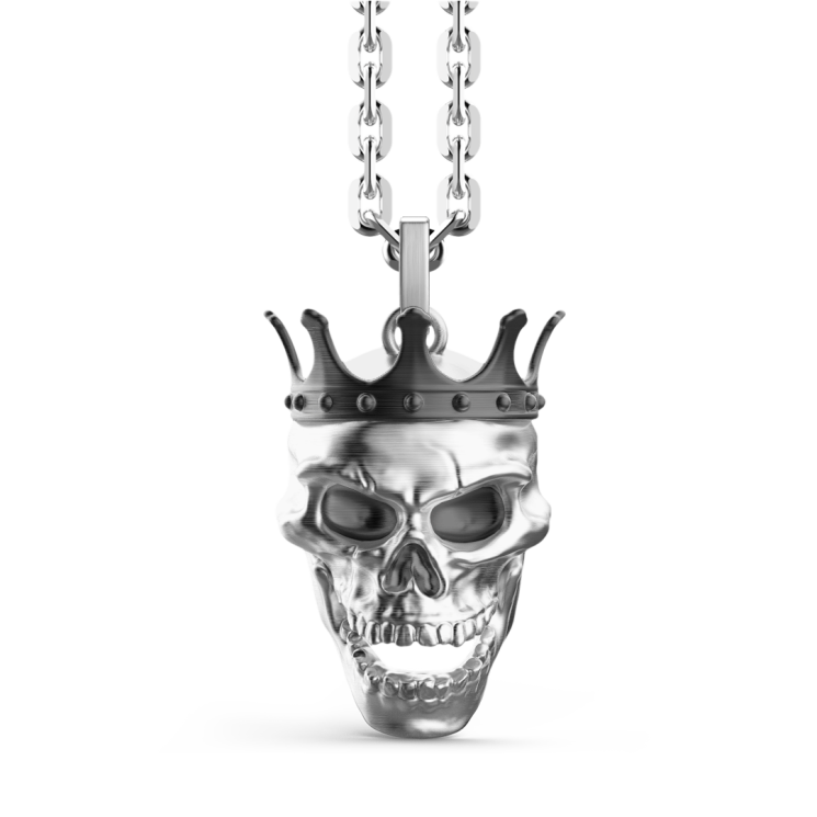 Collana Zancan in argento con pendente a teschio con corona.