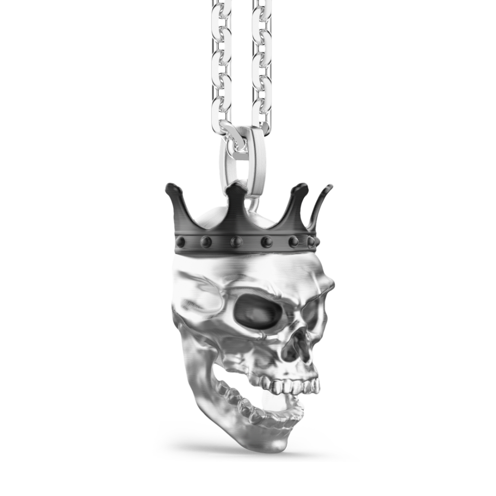 Collar Zancan de plata con colgante de calavera con corona.