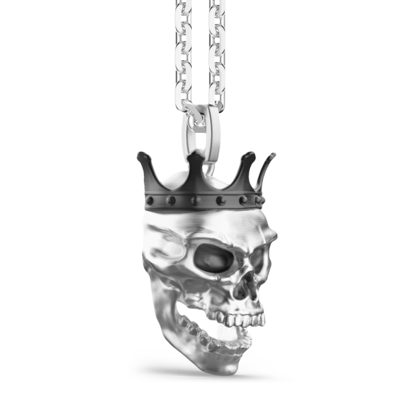 Collar Zancan de plata con colgante de calavera con corona.