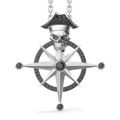 Zancan silver necklace with pirate skull pendant.