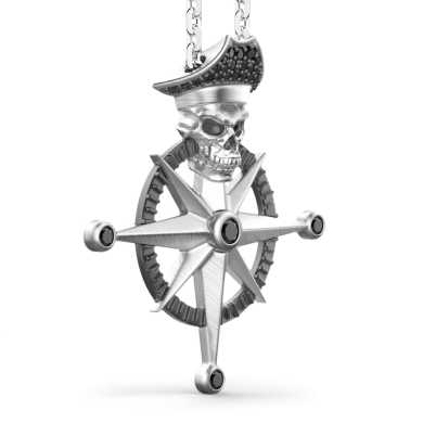 Zancan silver necklace with pirate skull pendant.