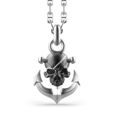 Zancan silver necklace with pirate skull pendant.