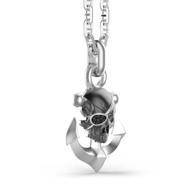 Zancan silver necklace with pirate skull pendant.