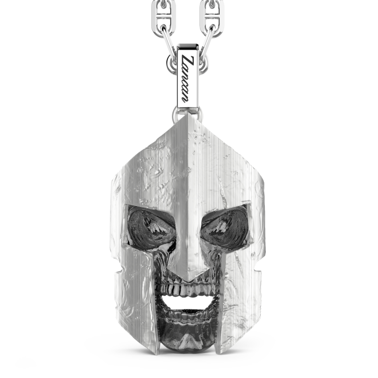 Collana Zancan in argento con pendente a teschio spartano.