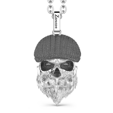 Collana Zancan in argento con pendente a teschio con coppola.