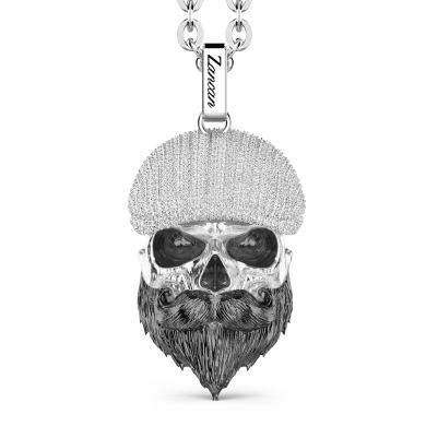 Collar Zancan de plata con colgante de calavera con visera.