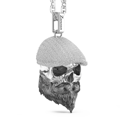 Collar Zancan de plata con colgante de calavera con visera.