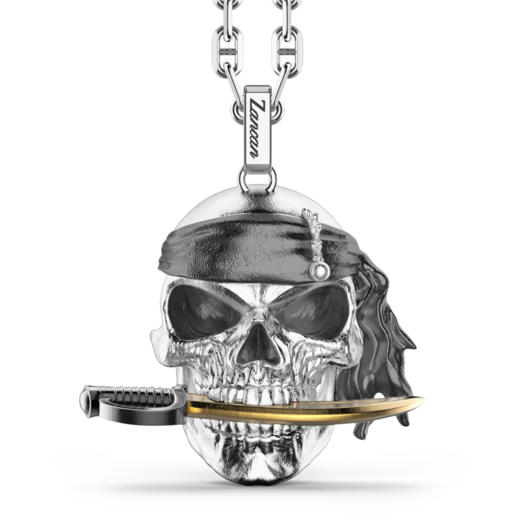Zancan silver necklace with pirate skull pendant.