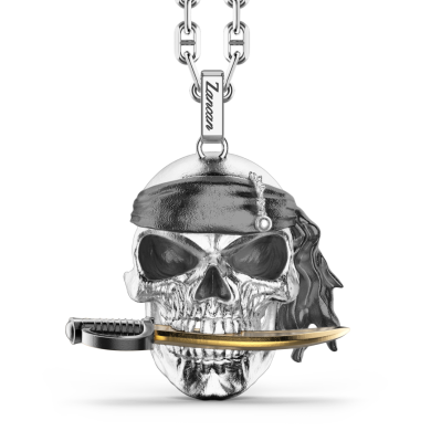 Zancan silver necklace with pirate skull pendant.
