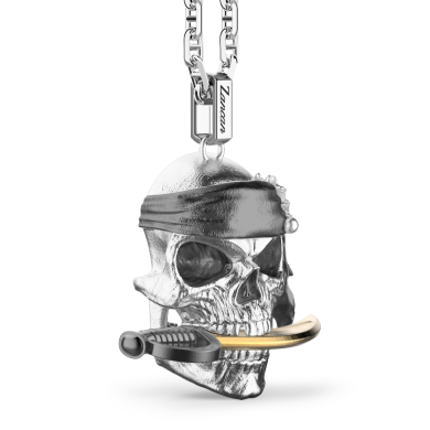 Zancan silver necklace with pirate skull pendant.