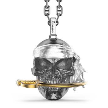 Collana Zancan in argento con pendente a teschio pirata. 2