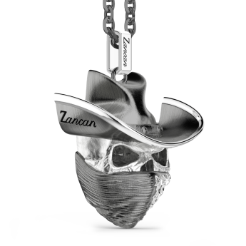 Collana Zancan in argento con pendente a teschio cowbloy. 2